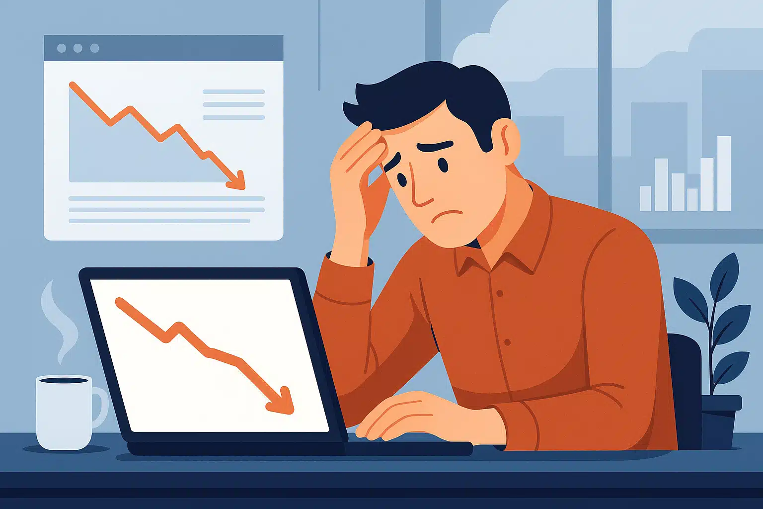 chute-trafic personne qui regarde un site qui perd du trafic seo